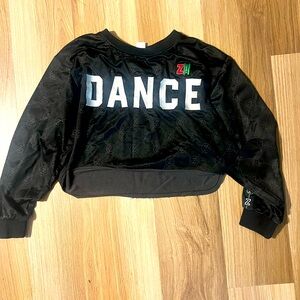 Zumba Dance black long sleeve crop top